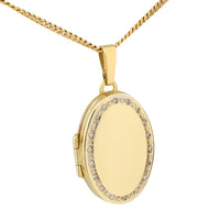 Gold photo locket with diamonds-Pendants-The Antique Ring Shop