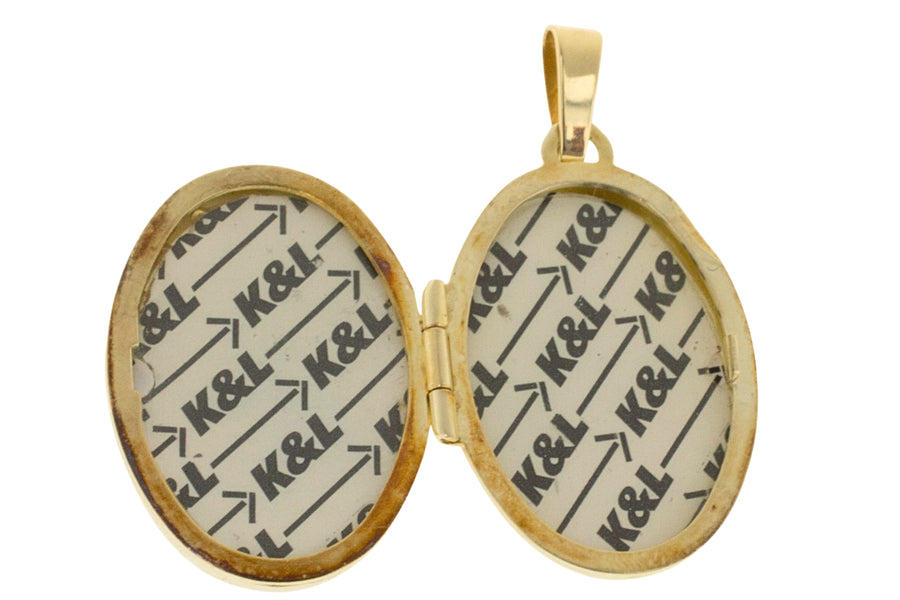 Gold photo locket with diamonds-Pendants-The Antique Ring Shop