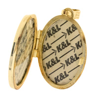 Gold photo locket with diamonds-Pendants-The Antique Ring Shop