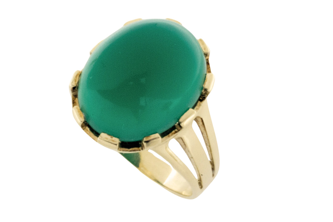 Vintage cabochon chrysoprase ring-Vintage Rings-The Antique Ring Shop