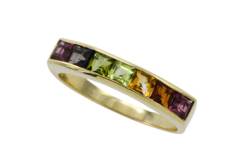Multi gem ring in 14 carat gold-Vintage Rings-The Antique Ring Shop