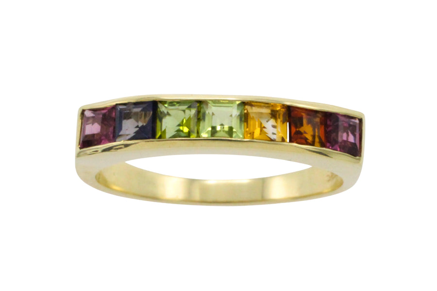 Multi gem ring in 14 carat gold-Vintage Rings-The Antique Ring Shop