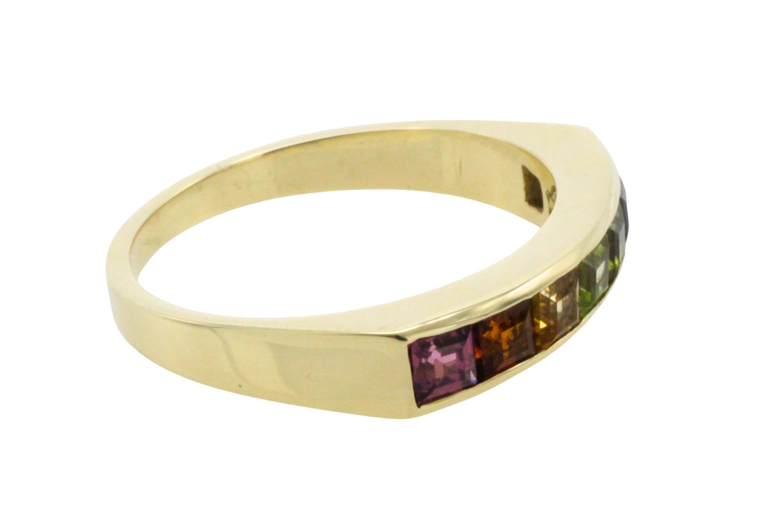 Multi gem ring in 14 carat gold-Vintage Rings-The Antique Ring Shop