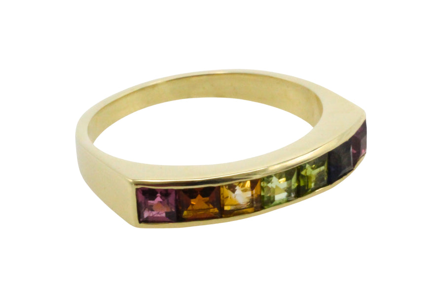 Multi gem ring in 14 carat gold-Vintage Rings-The Antique Ring Shop