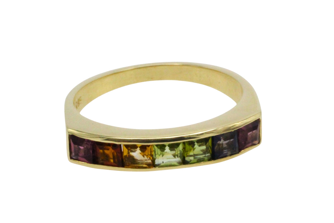 Multi gem ring in 14 carat gold-Vintage Rings-The Antique Ring Shop
