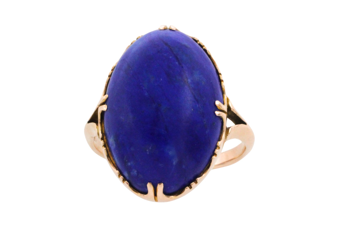 Cabochon lapiz ring in 14 carat gold-Vintage Rings-The Antique Ring Shop