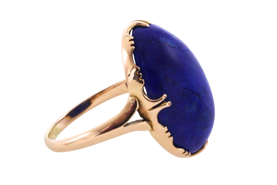 Cabochon lapiz ring in 14 carat gold-Vintage Rings-The Antique Ring Shop