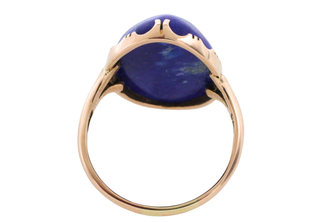 Cabochon lapiz ring in 14 carat gold-Vintage Rings-The Antique Ring Shop