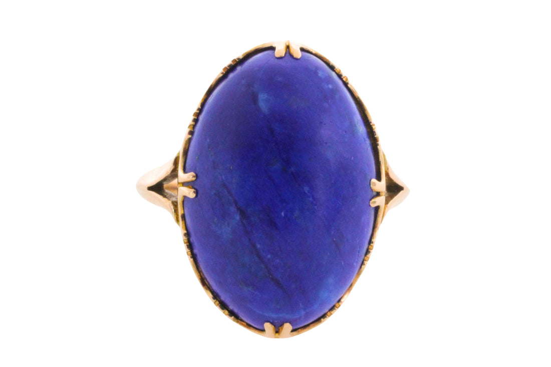 Cabochon lapiz ring in 14 carat gold-Vintage Rings-The Antique Ring Shop