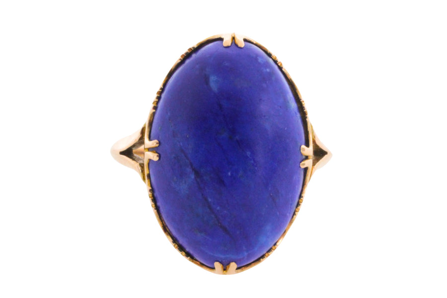 Cabochon lapiz ring in 14 carat gold-Vintage Rings-The Antique Ring Shop