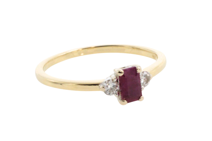 Ruby and diamond ring in 18 carat gold-Vintage Rings-The Antique Ring Shop