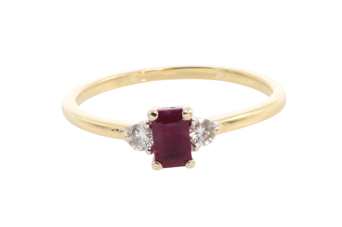 Ruby and diamond ring in 18 carat gold-Vintage Rings-The Antique Ring Shop