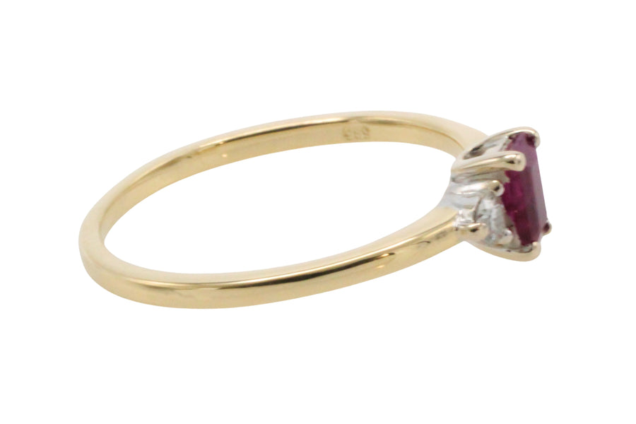 Ruby and diamond ring in 18 carat gold-Vintage Rings-The Antique Ring Shop