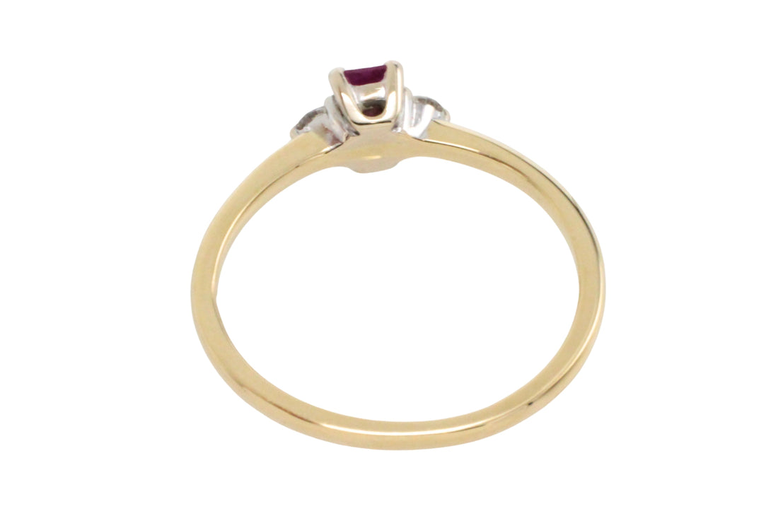 Ruby and diamond ring in 18 carat gold-Vintage Rings-The Antique Ring Shop