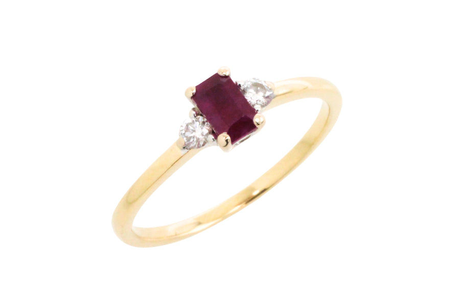 Ruby and diamond ring in 18 carat gold-Vintage Rings-The Antique Ring Shop