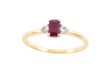 Ruby and diamond ring in 18 carat gold-Vintage Rings-The Antique Ring Shop