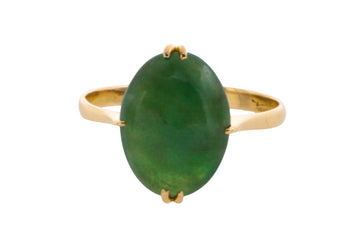 Cabochon jade ring in 14 carat gold-Vintage Rings-The Antique Ring Shop