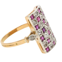 Art Deco ruby and diamond checker board ring-Antique rings-The Antique Ring Shop