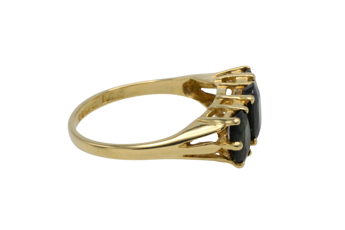 Peacock sapphire and diamond ring in 18 carat gold-The Antique Ring Shop