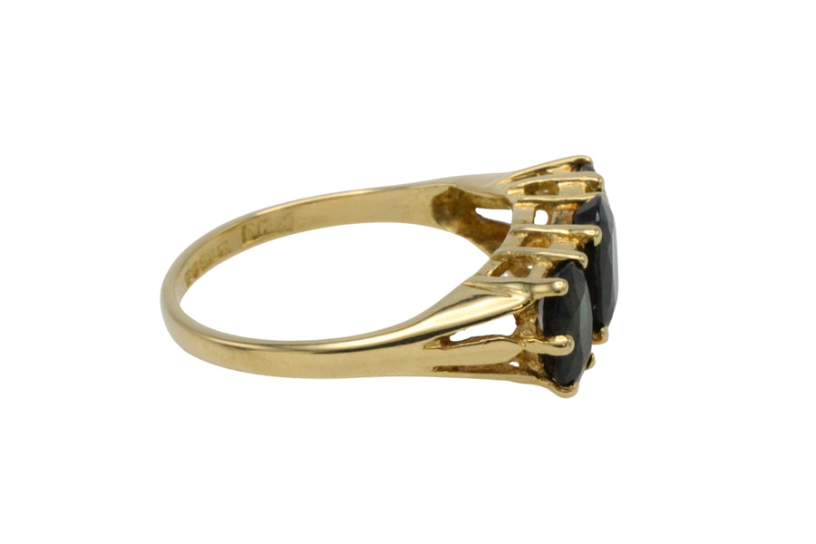 Peacock sapphire and diamond ring in 18 carat gold-The Antique Ring Shop