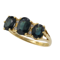 Peacock sapphire and diamond ring in 18 carat gold-The Antique Ring Shop