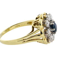 Vintage sapphire and diamond cluster ring-engagement rings-The Antique Ring Shop