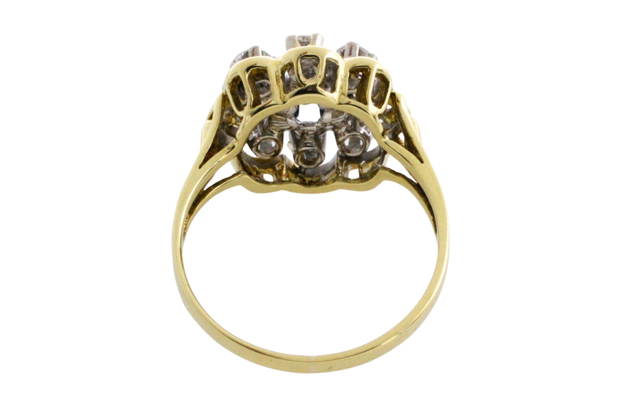 Vintage sapphire and diamond cluster ring-engagement rings-The Antique Ring Shop