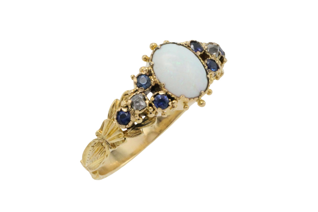 Victorian opal, sapphire and diamond ring-Antique rings-The Antique Ring Shop