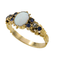 Victorian opal, sapphire and diamond ring-Antique rings-The Antique Ring Shop