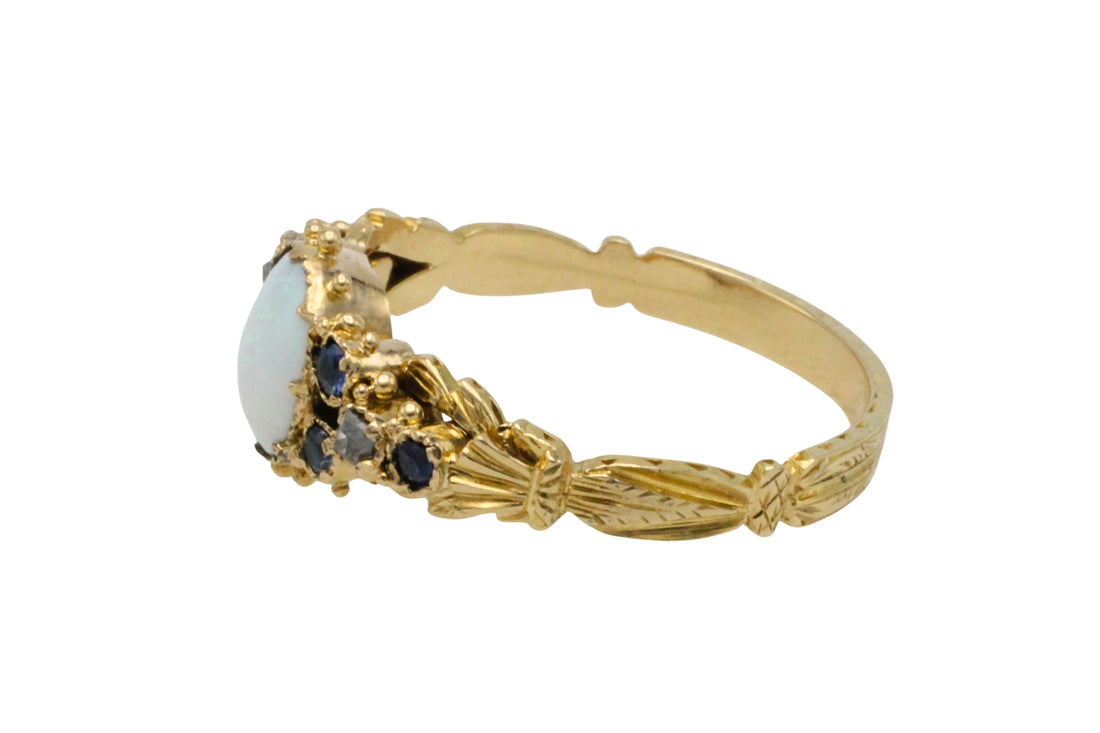 Victorian opal, sapphire and diamond ring-Antique rings-The Antique Ring Shop