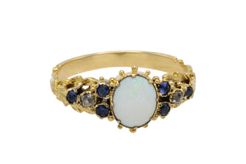 Victorian opal, sapphire and diamond ring-Antique rings-The Antique Ring Shop