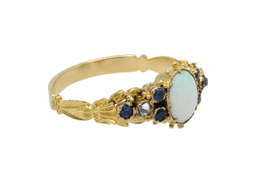 Victorian opal, sapphire and diamond ring-Antique rings-The Antique Ring Shop