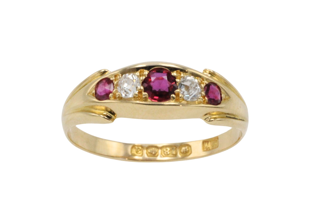 Victorian ruby and diamond ring from 1900-Antique rings-The Antique Ring Shop