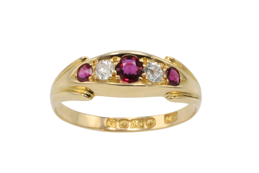 Victorian ruby and diamond ring from 1900-Antique rings-The Antique Ring Shop