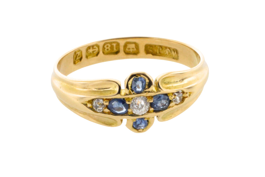Victorian sapphire and diamond ring from 1899-Antique rings-The Antique Ring Shop