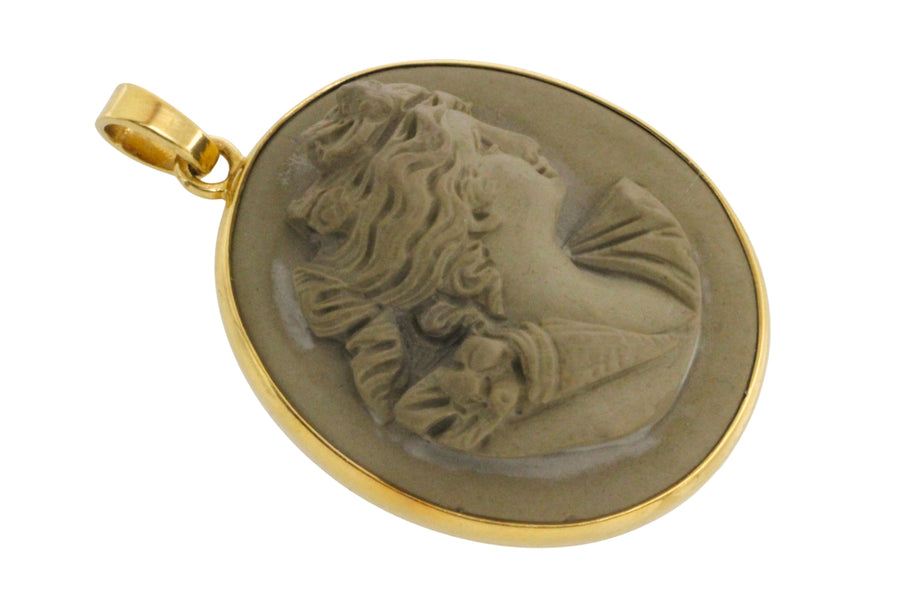 Lava Cameo in 18 carat gold-Pendants-The Antique Ring Shop
