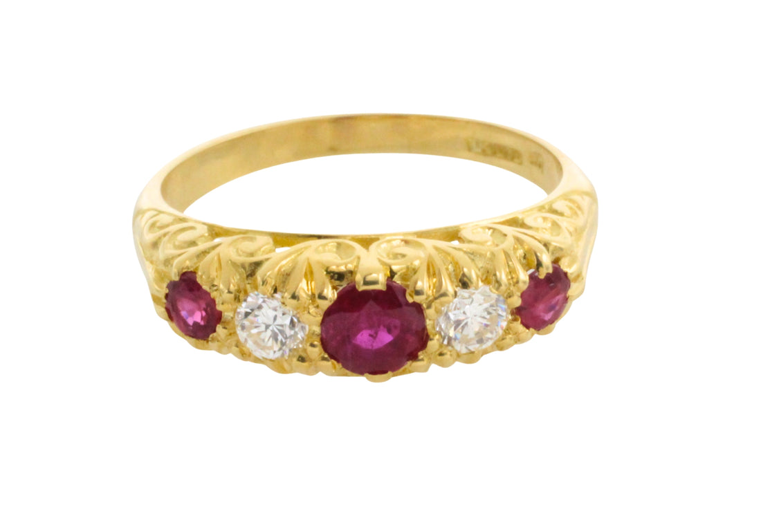 Vintage ruby and diamond ring-Vintage Rings-The Antique Ring Shop