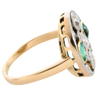 Art Deco old cut diamond and emerald ring-Vintage Rings-The Antique Ring Shop