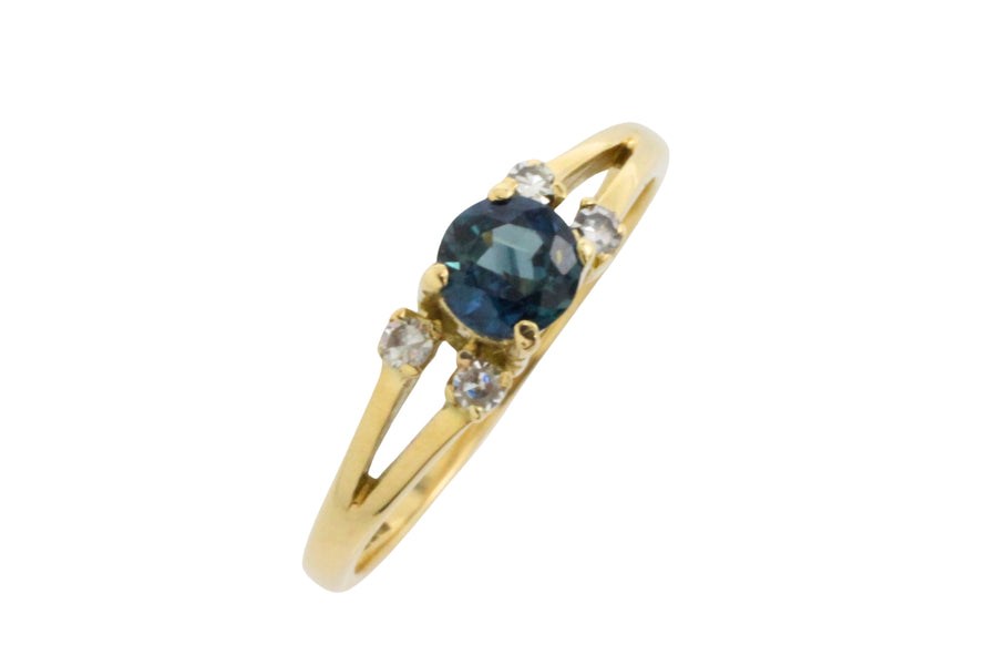 Vintage sapphire and diamond ring-engagement rings-The Antique Ring Shop