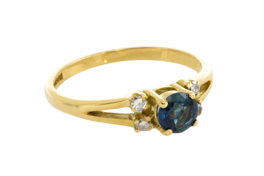 Vintage sapphire and diamond ring-engagement rings-The Antique Ring Shop