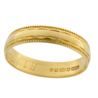 Vintage 18 carat gold band with motif-wedding rings-The Antique Ring Shop