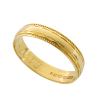 Vintage 18 carat gold band with motif-wedding rings-The Antique Ring Shop