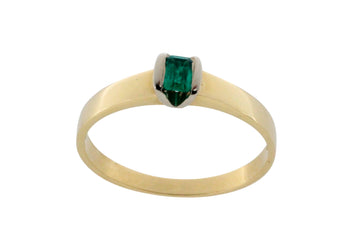 Emerald ring in 14 carat gold-Vintage Rings-The Antique Ring Shop