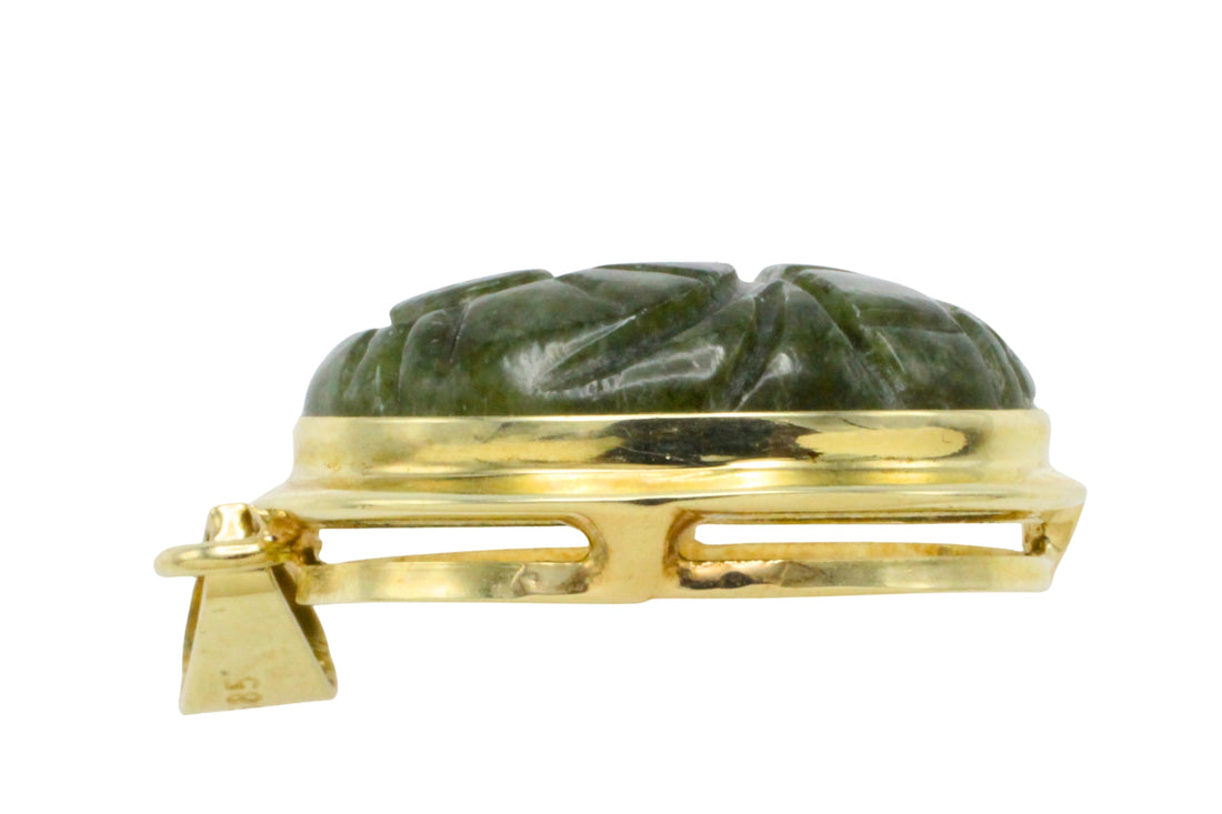 Neferite jade pendant in 14 carat gold-Pendants-The Antique Ring Shop