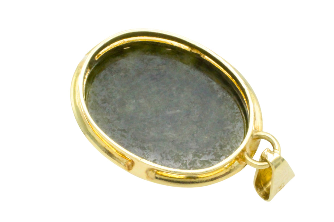 Neferite jade pendant in 14 carat gold-Pendants-The Antique Ring Shop