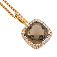 Smoked quartz and diamond pendant in 18 carat gold-Pendants-The Antique Ring Shop