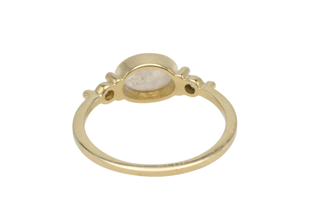 Labradorite and diamond ring in 14 carat gold-Vintage Rings-The Antique Ring Shop