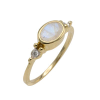 Labradorite and diamond ring in 14 carat gold-Vintage Rings-The Antique Ring Shop