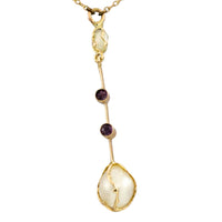 Vintage pearl and tourmaline pendant-The Antique Ring Shop