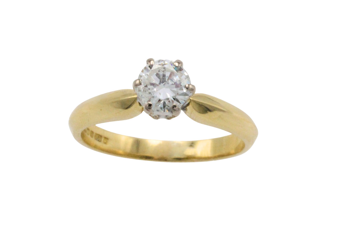 Vintage diamond solitaire ring in 18 carat gold-engagement rings-The Antique Ring Shop